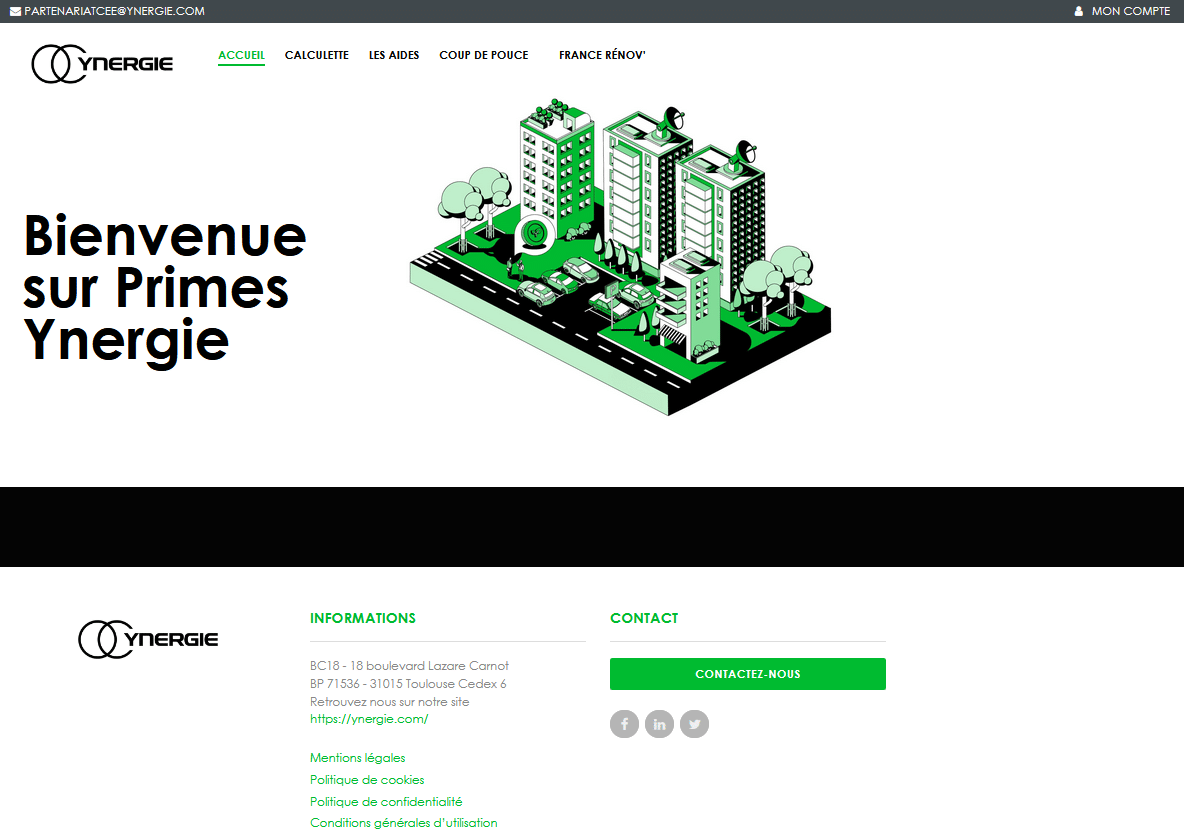 Primes Ynergie - plateforme web